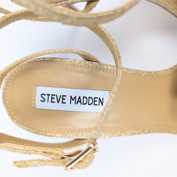 Steve Madden Excite Natural Raffia Stiletto Heel Dress Sandals Size 11 - Picture 9 of 10